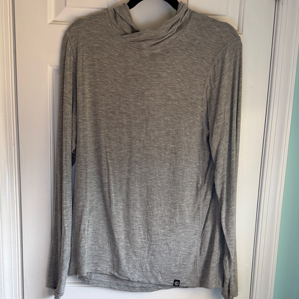 Gray Long Sleeve Hooded Top